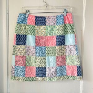 Vineyard Vines Patchwork Cotton Skirt Size 4 Coastal Preppy Quilted Look cottage